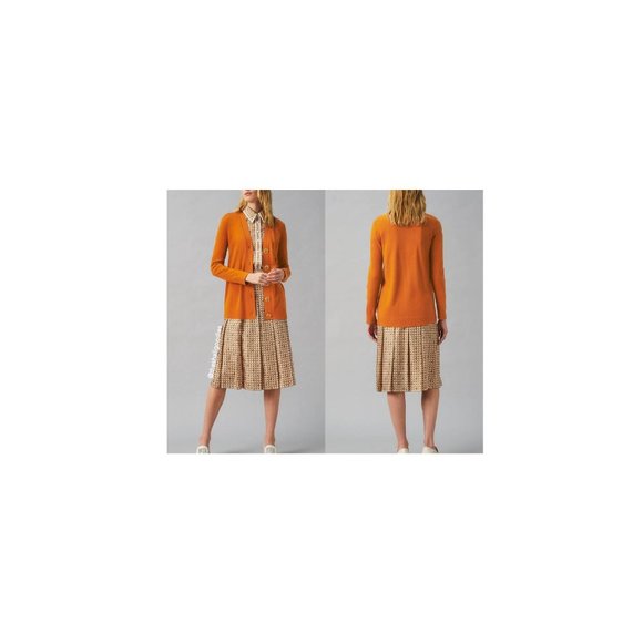 Tory Burch Boyfriend Simone Cardigan Orange 100% Wool XS Logo Buttons‎ - Picture 2 of 16